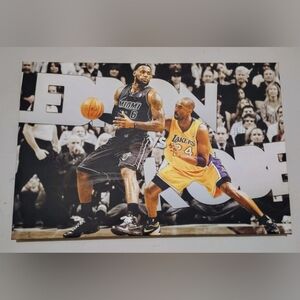 Lebron James & Kobe Bryant Art canvas NBA 30x20 Miami Heat..Los Angeles Lakers